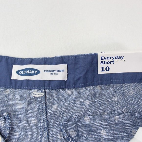 Old Navy Womens Blue Polka Dots Everyday Mid-Rise Shorts Size 10 Linen Blend - Picture 4 of 7